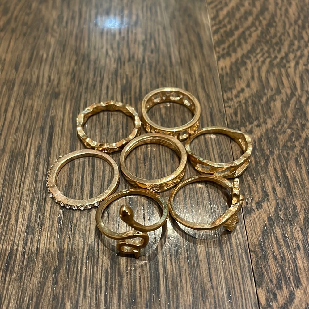 Gold Designed Rings - Pack of 7